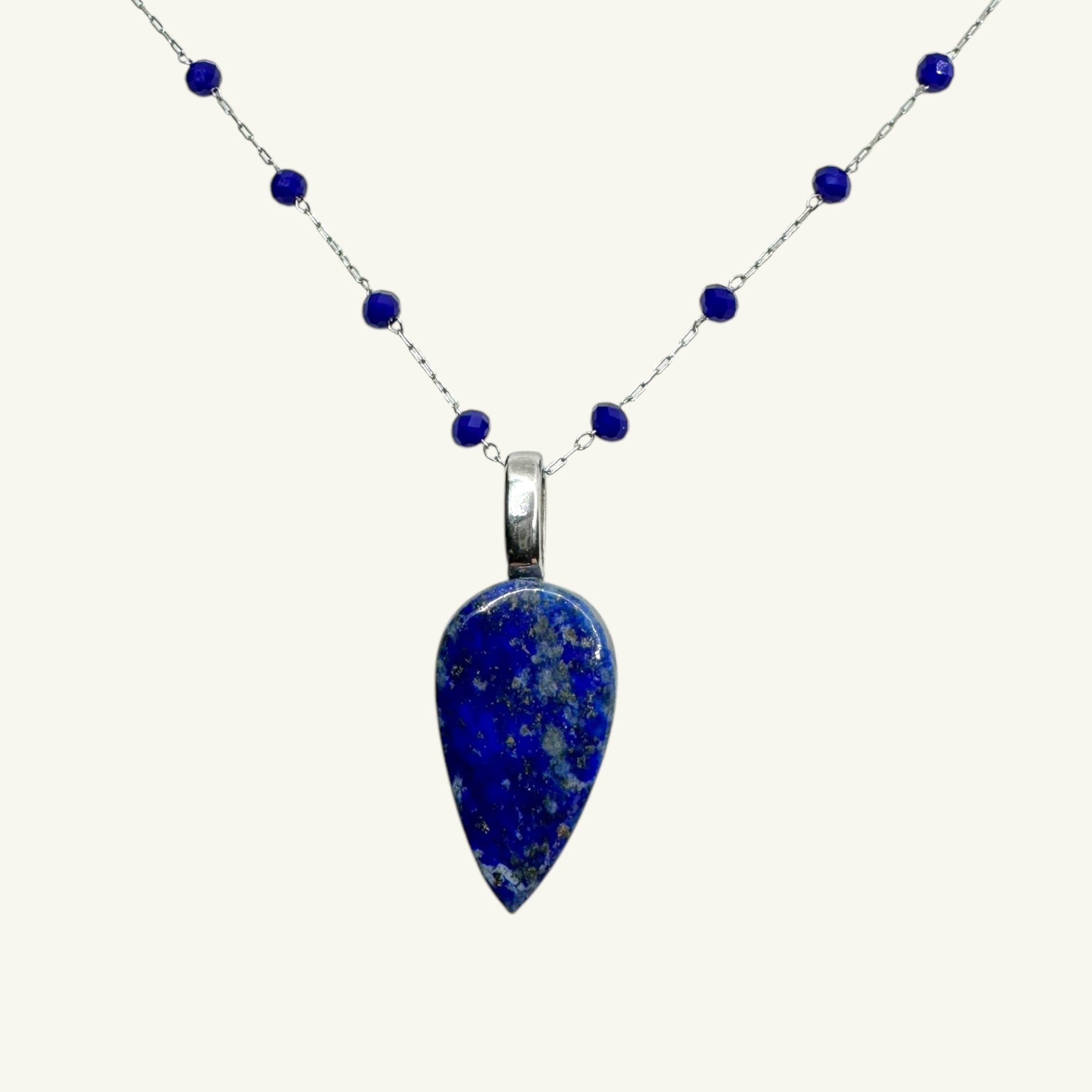 Collana lapislazzuli goccia 25x14mm Sharifa Crystals